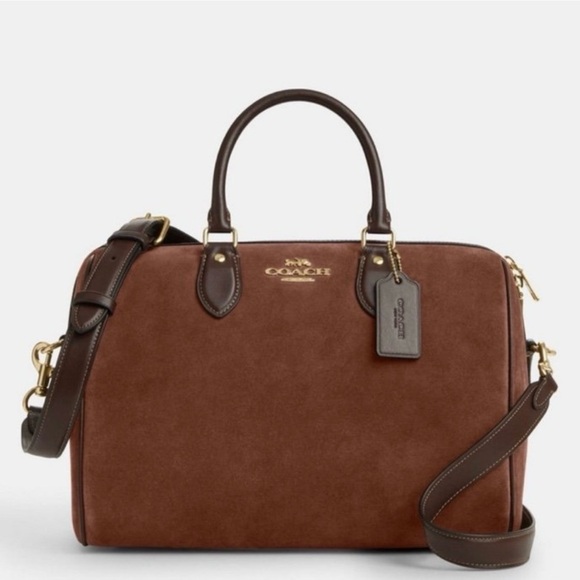 Coach Rowan Large Satchel Bag in Suede - Picture 12 of 15